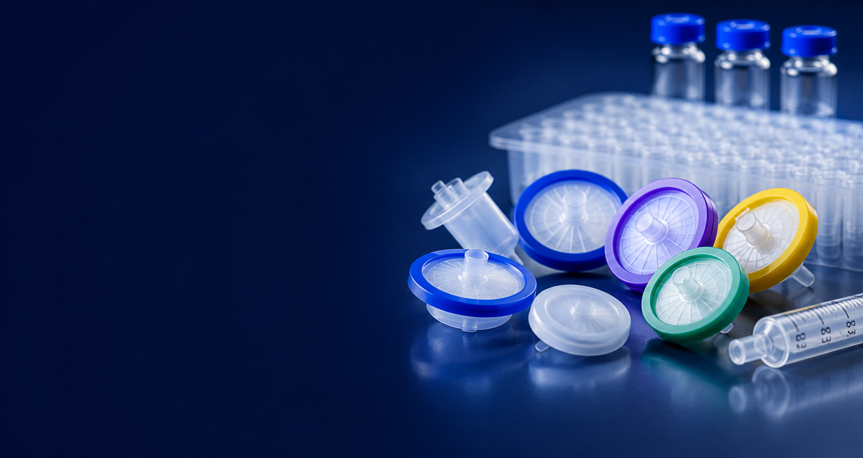 Laboratory syringe filters for HPLC, GC, LCMS, and analytical sample preparation applications.