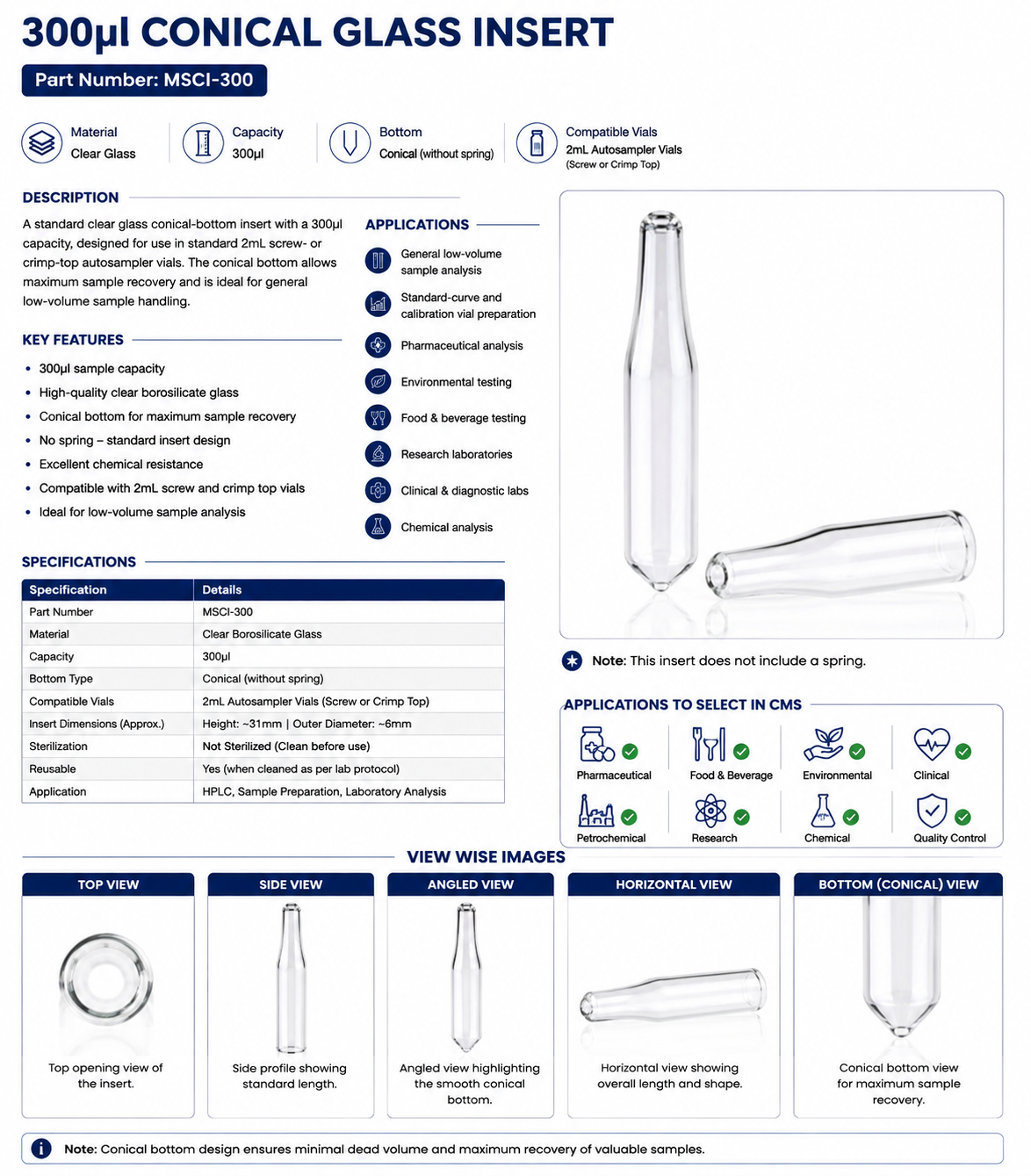 300µl Conical Glass Insert