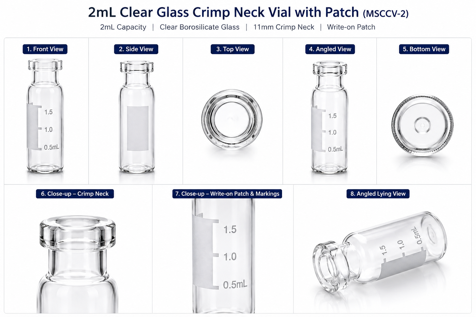 2mL Clear Glass Crimp Neck Vial with Patch