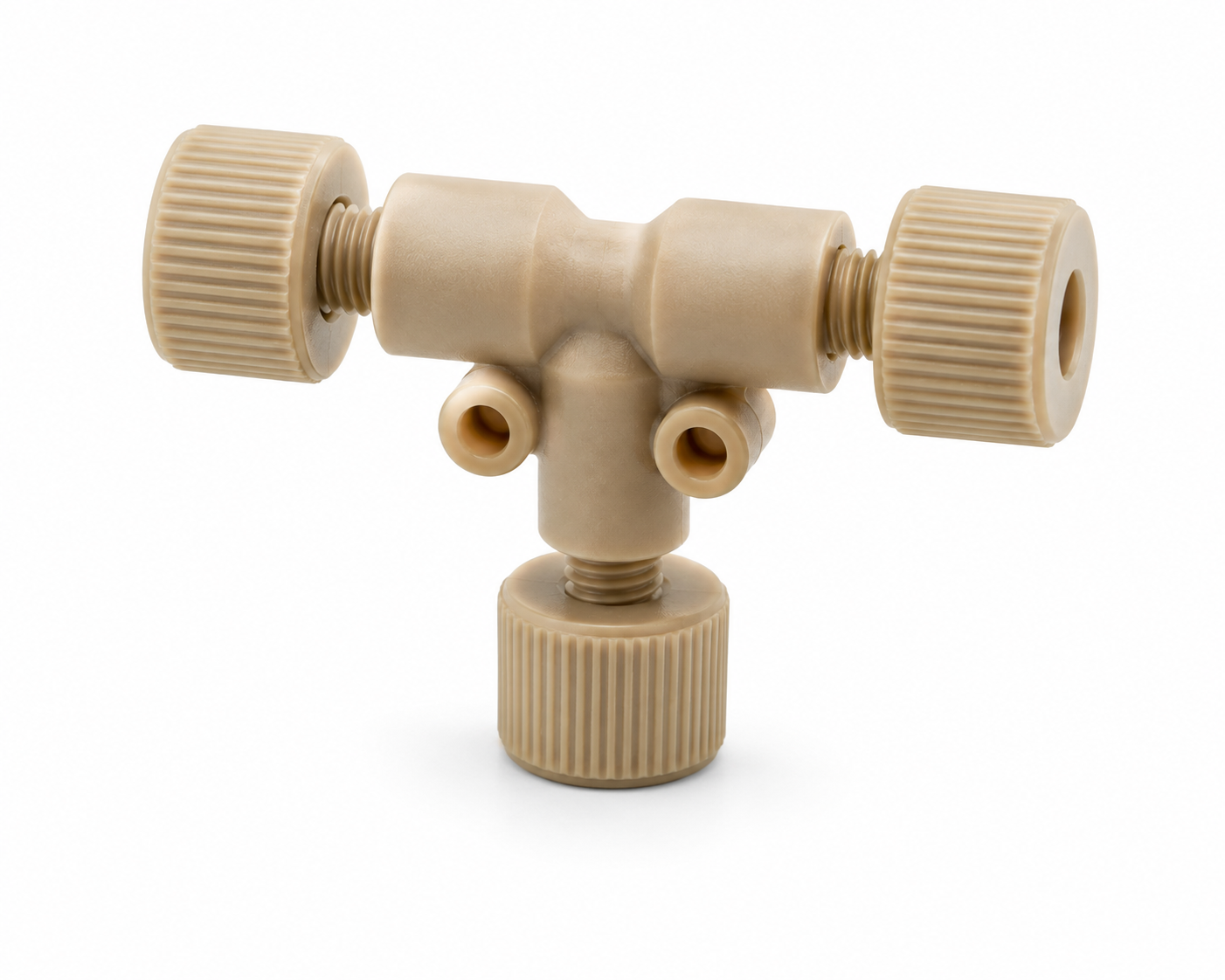 ZDV PEEK Tee – 3 Finger-Tight Fittings