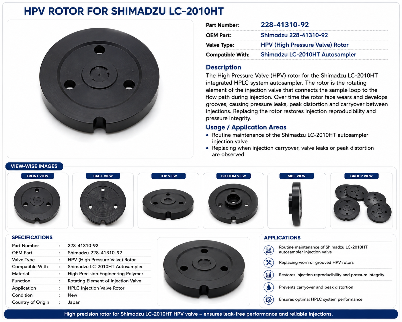 HPV Rotor for Shimadzu LC-2010HT