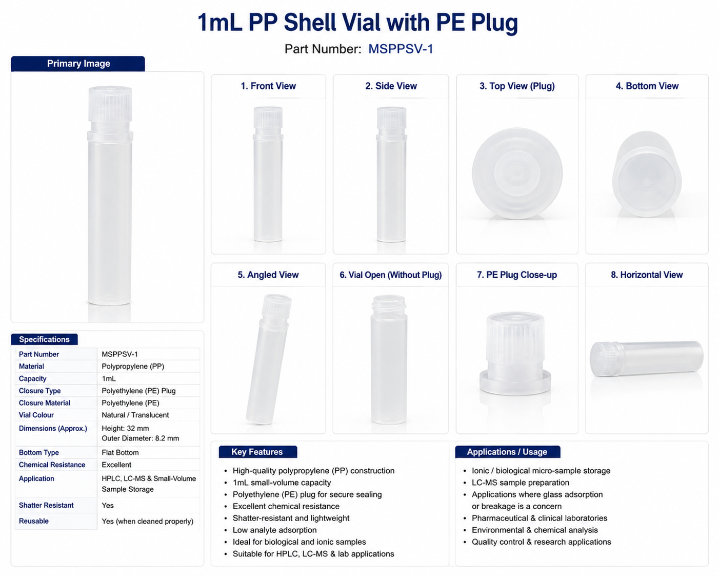 1mL PP Shell Vial with PE Plug