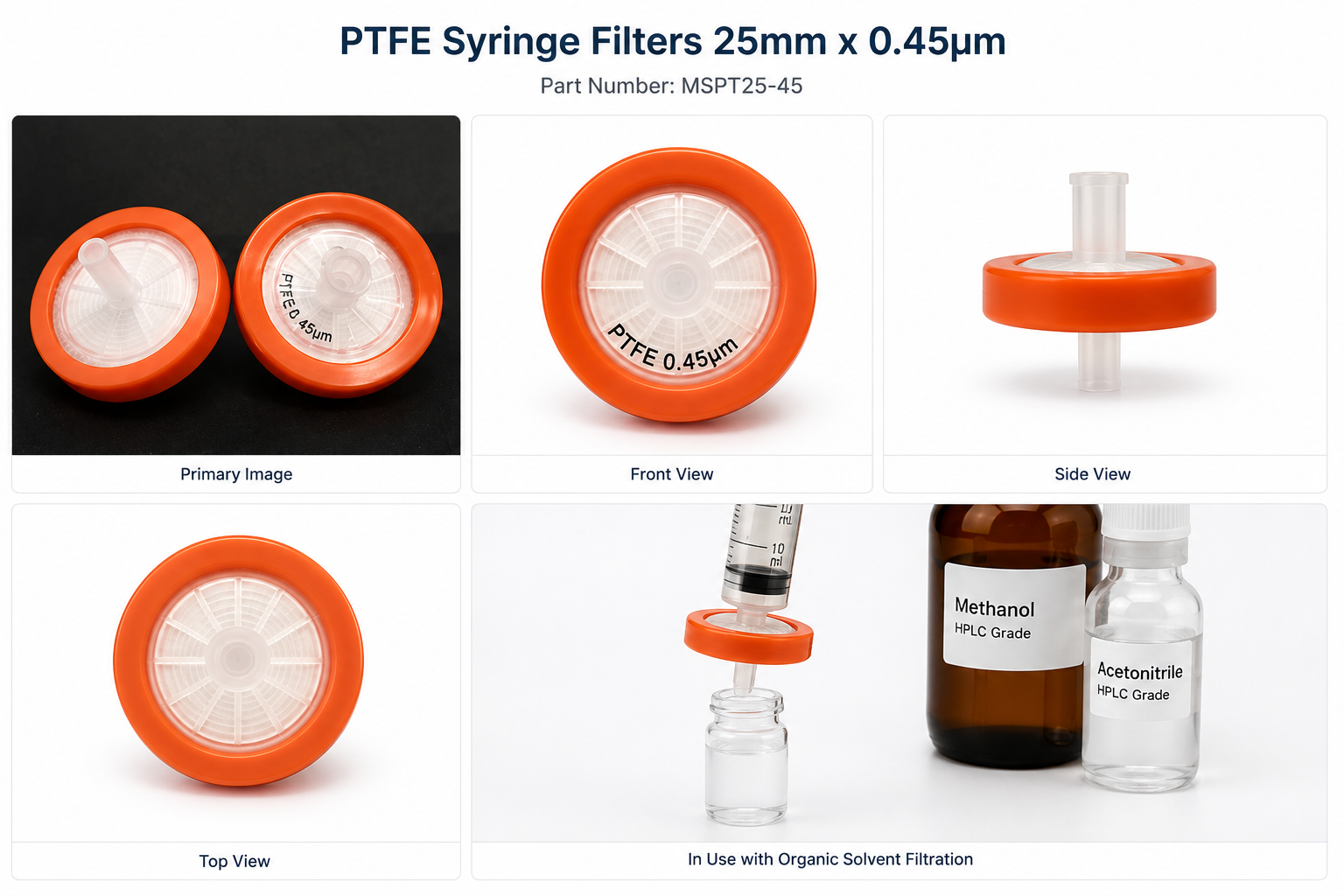 PTFE Syringe Filter 25mm × 0.45µm