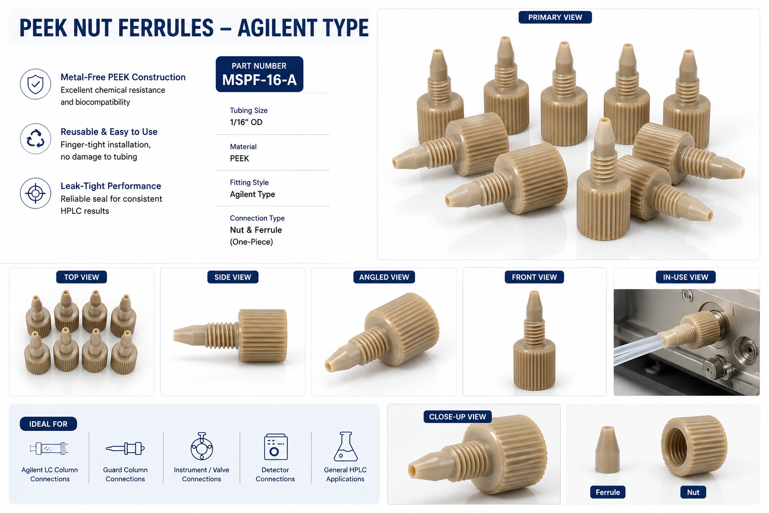 PEEK Nut Ferrules – Agilent Type