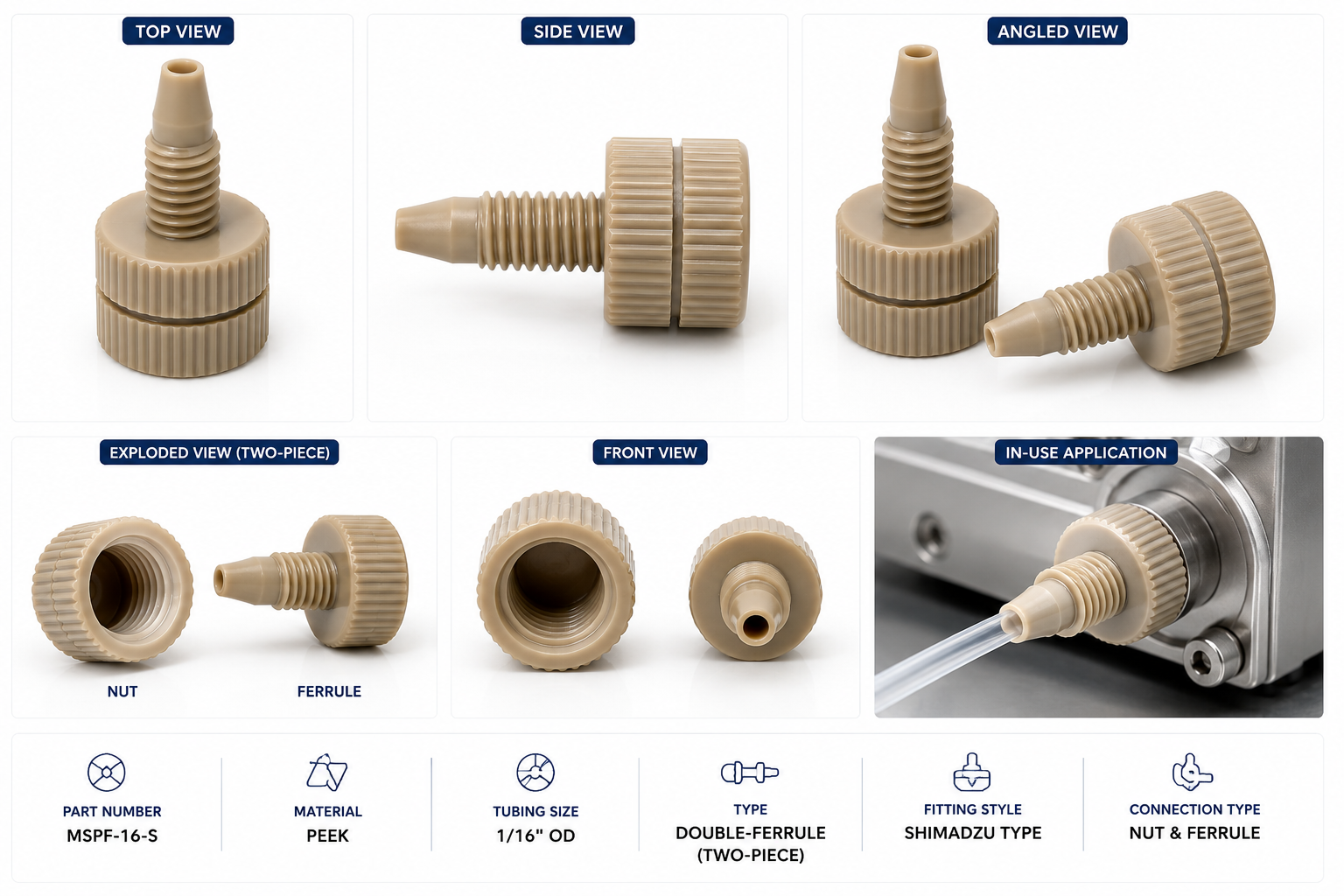 PEEK Nut Ferrules – Shimadzu Double Head