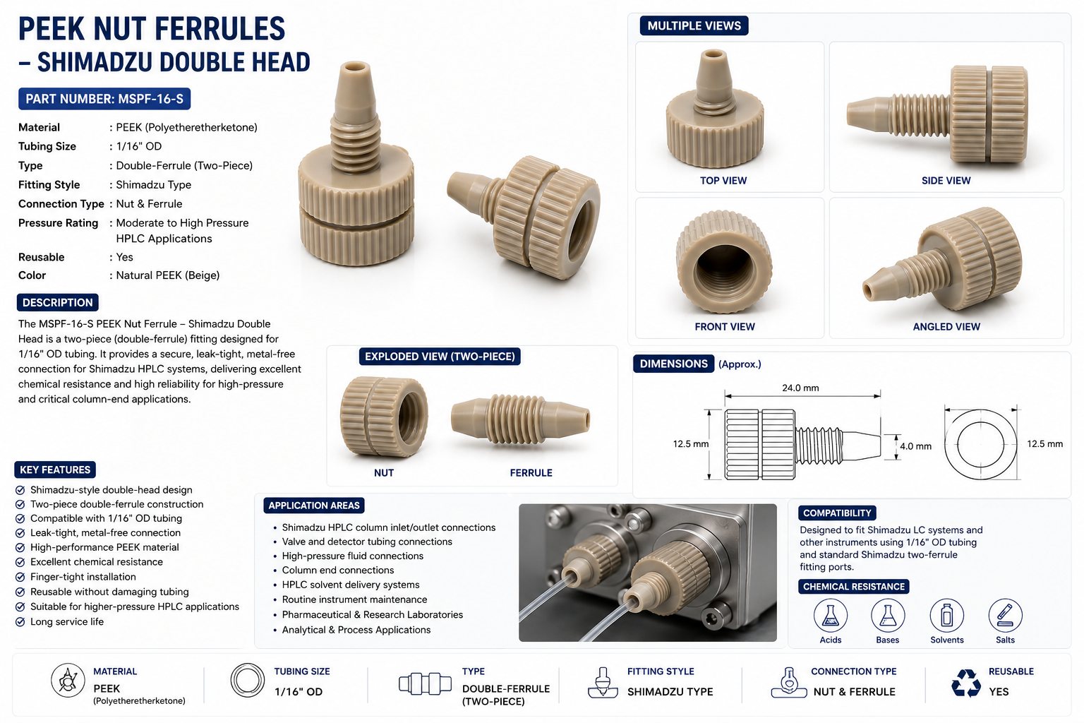 PEEK Nut Ferrules – Shimadzu Double Head