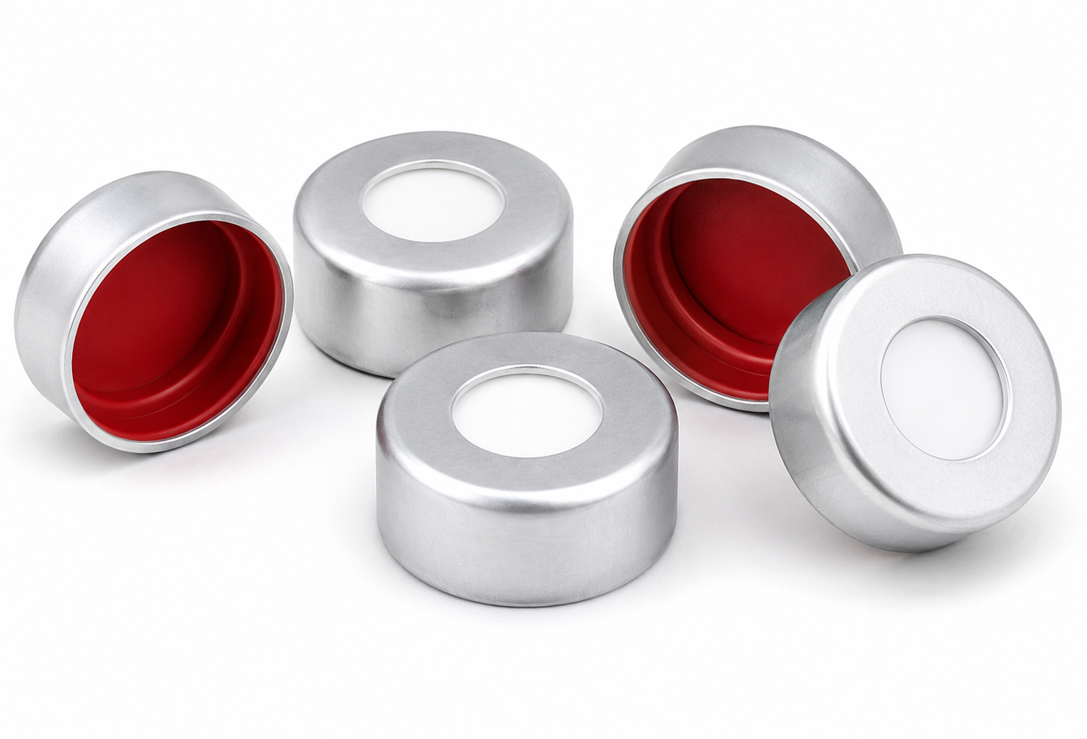 11mm Aluminium Crimp Cap PTFE/Silicone Red & White Septa
