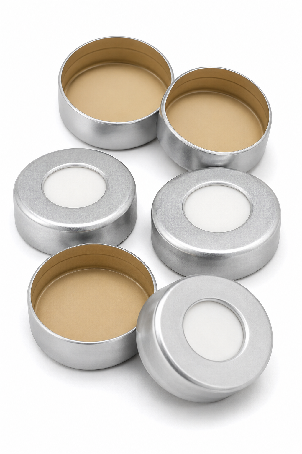 20mm Aluminium Crimp White & Beige PTFE/Silicone Cap Septa
