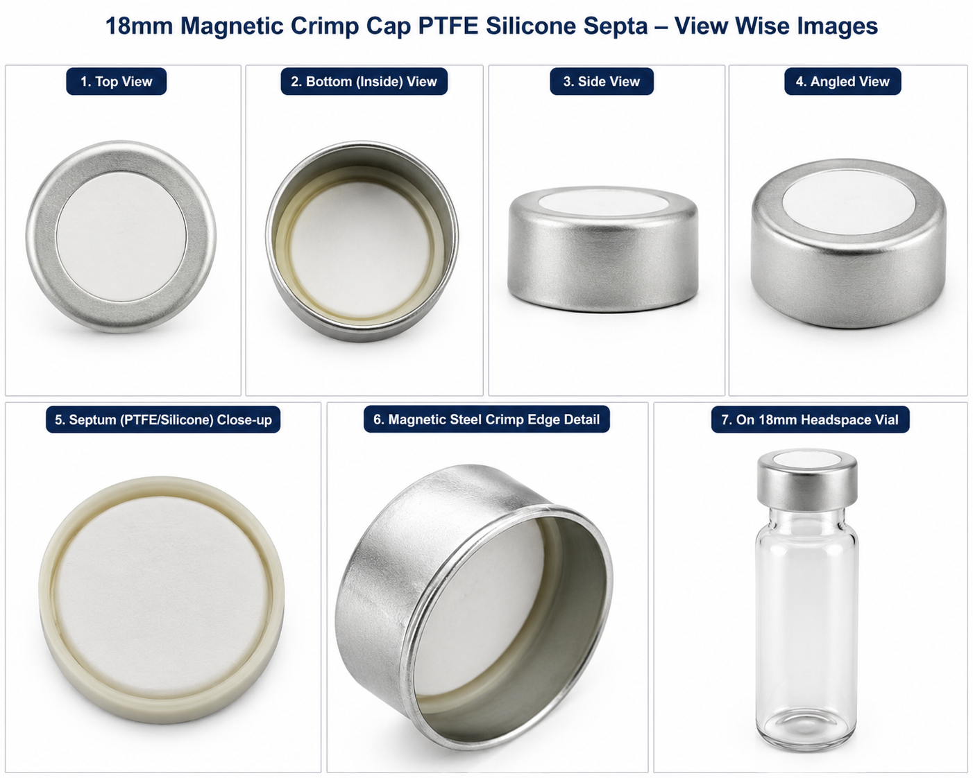 18mm Magnetic Crimp Cap PTFE/Silicone Septa
