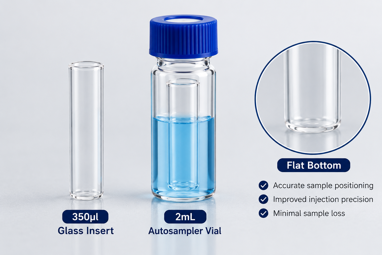 350µl Flat Bottom Glass Insert
