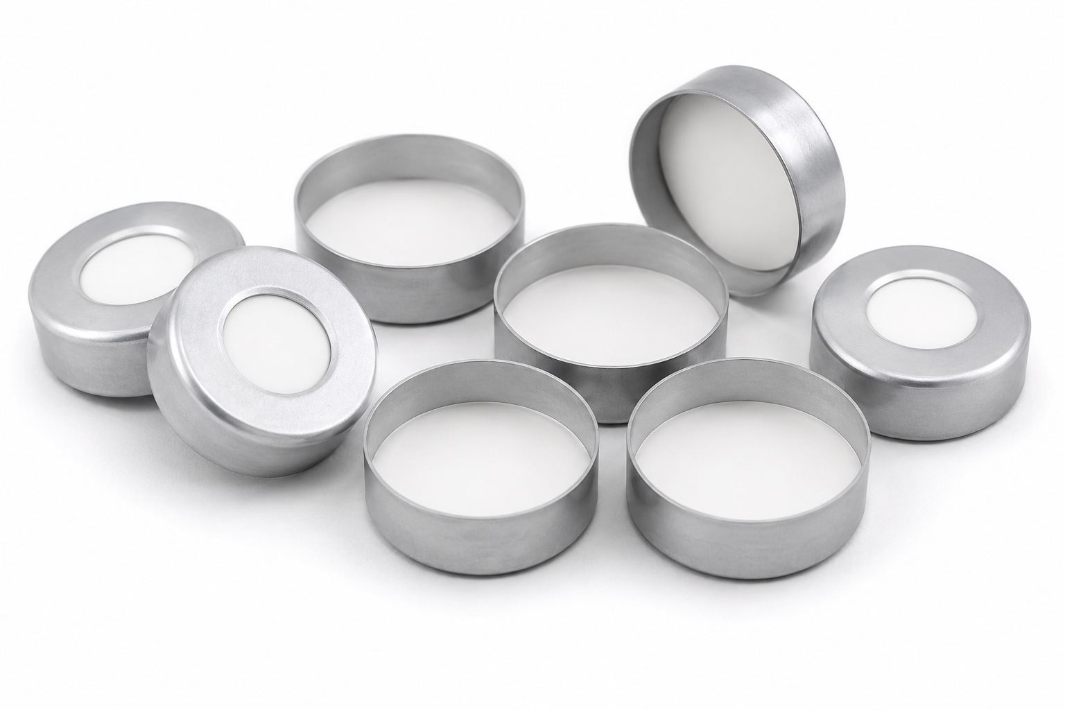 20mm Aluminium Crimp White & White PTFE/Silicone Cap Septa